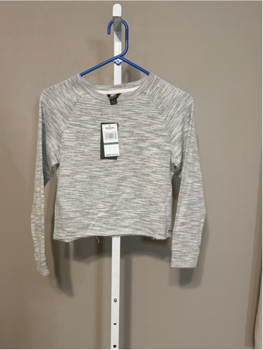 Girls Hudson Sweatshirt Size L Grey White Long Sleeve Crew Neck